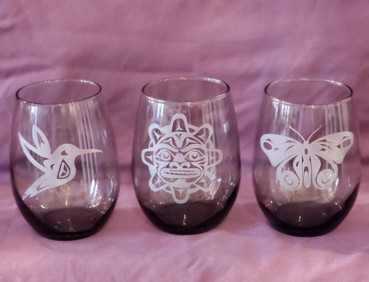 Smoked Stemless Wine Glasses