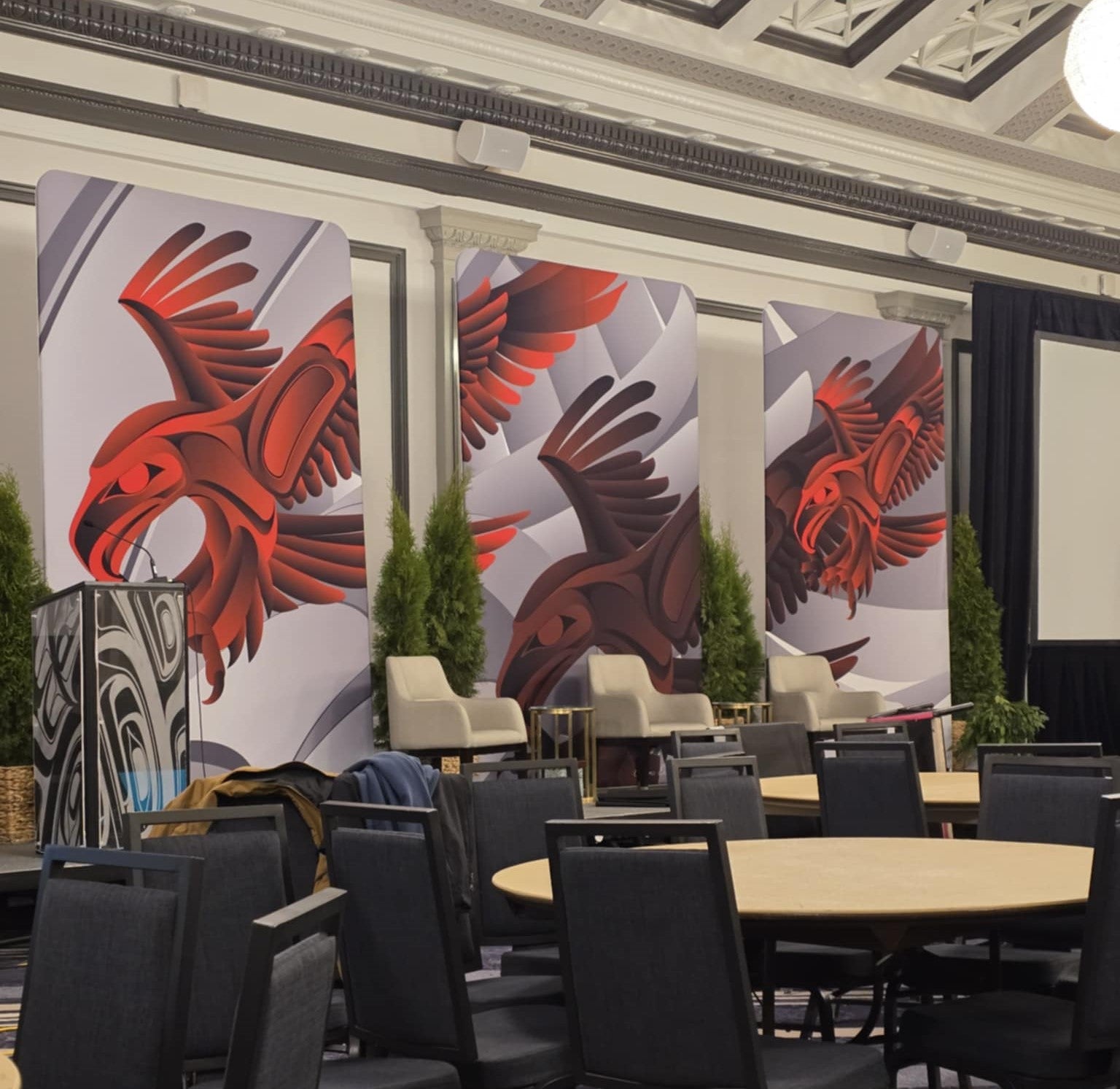 Eagle’s Landing backdrop at an event