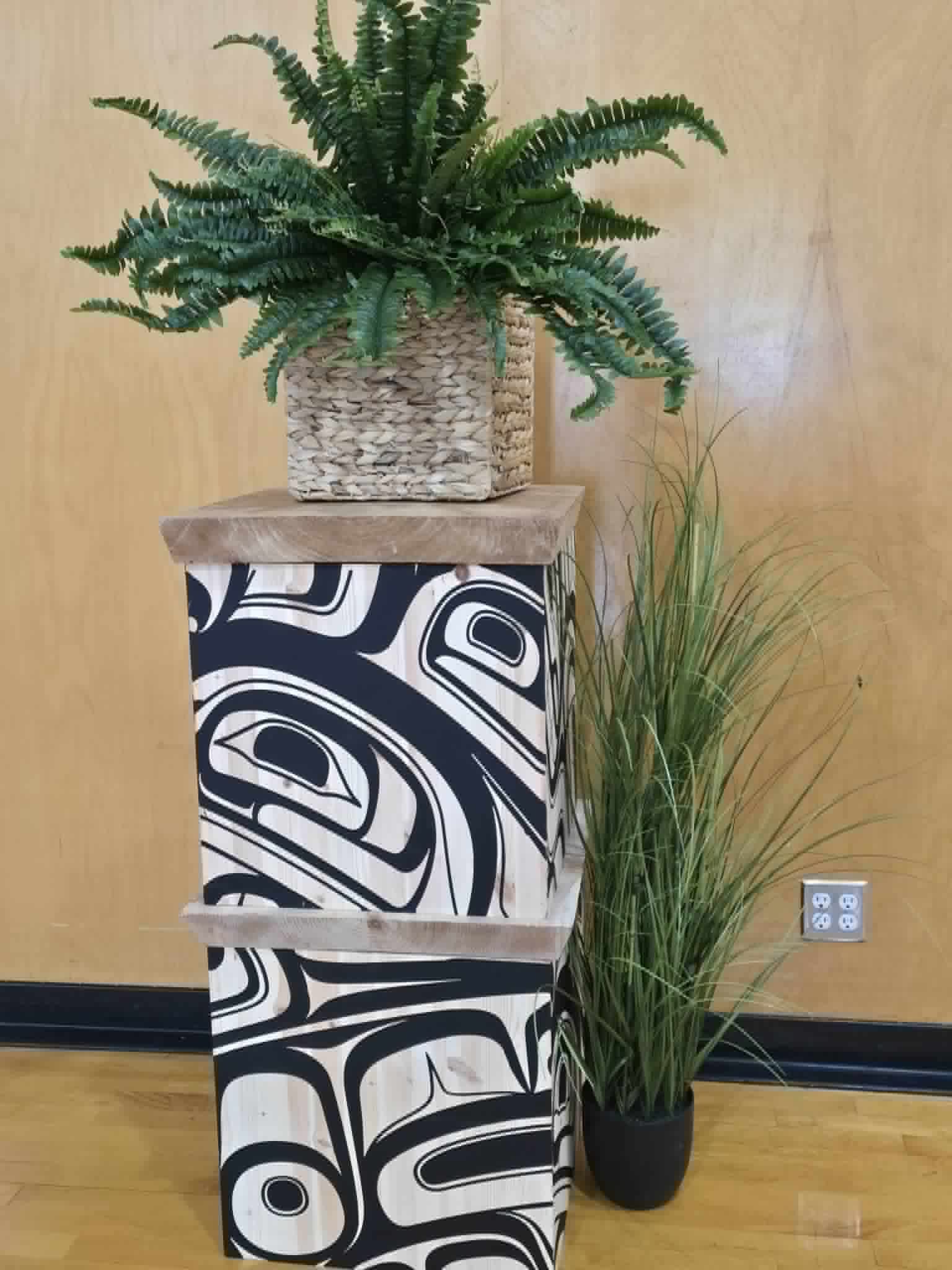 Black and white Bentwood Box display set