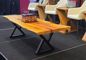 Live-edge wooden coffee table